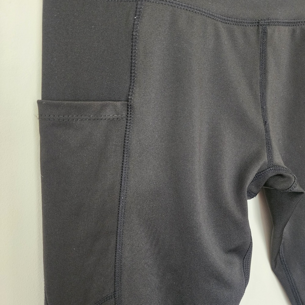 NYL Sport Womens Black High Waisted Athletic Leggings Pockets Size M yoga gym - Picture 3 of 7